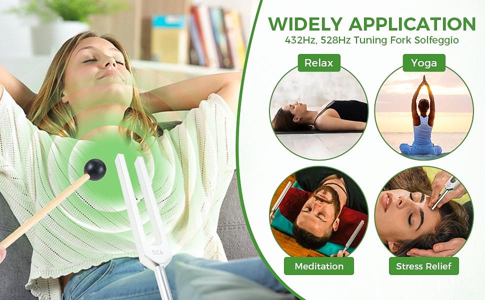 Resonant Tuning Fork Set, 432hz & 528hz Musical Instruments Accessories, Ideal for Yoga Meditation Relaxation Healing