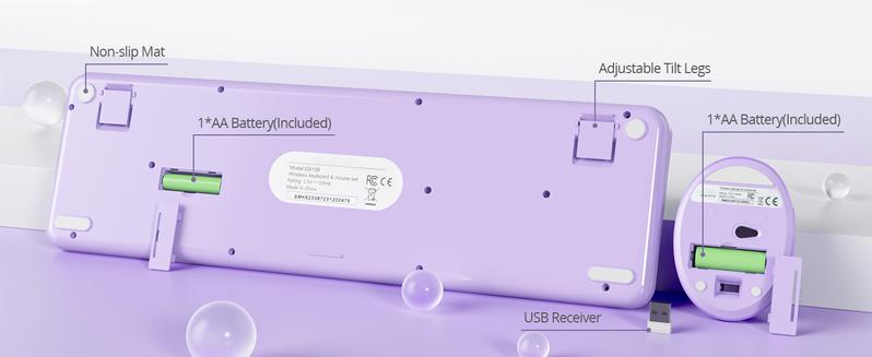 Wireless Keyboard and Mouse Combo, Cute Keyboard and Mouse, Full Size Typewriter Keyboard with Number Pad, Retro Round Keycaps, USB 2.4GHz Connection for Windows PC Laptop