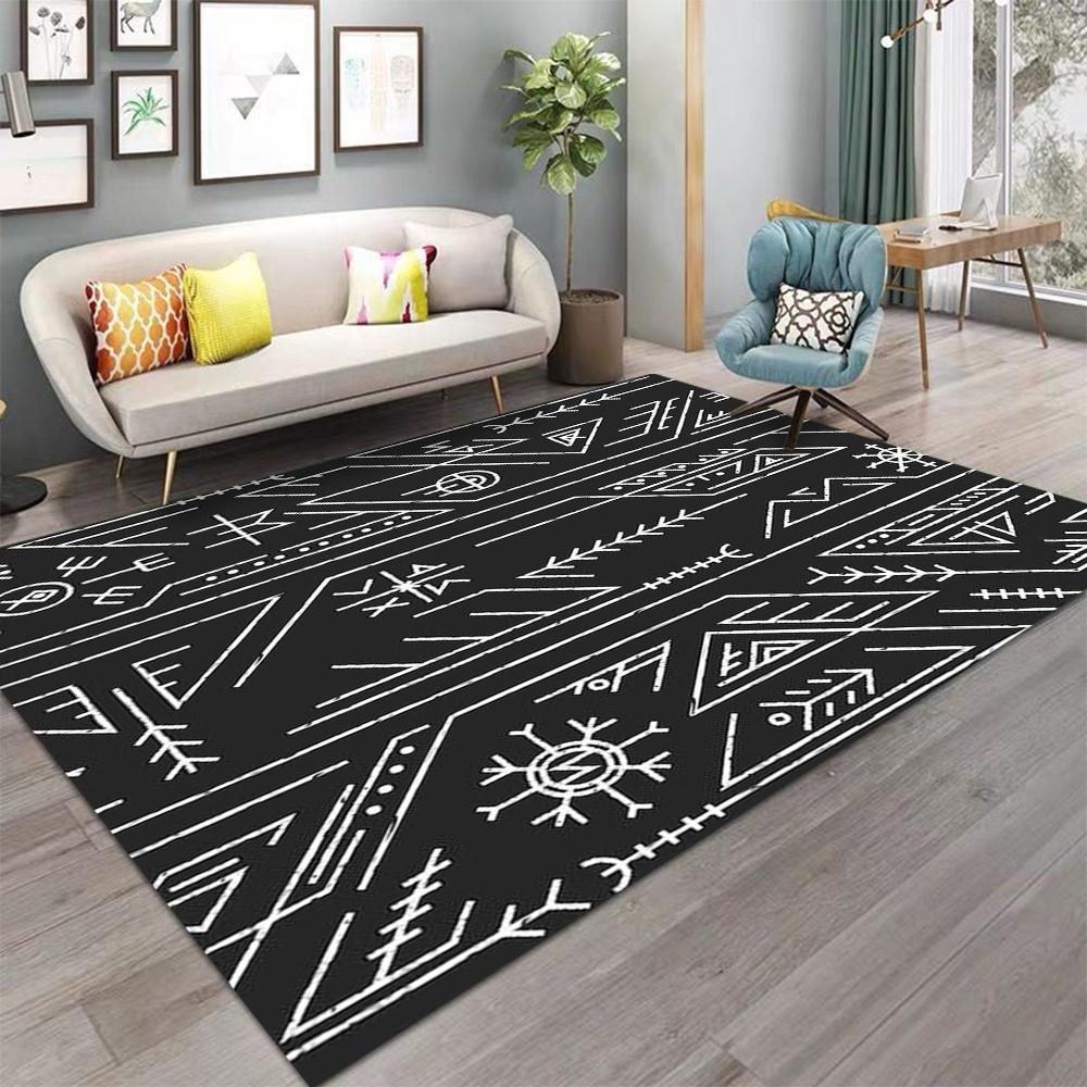 Viking Wolf Rune Vegvisir Flannel Area Rug - Norse Mythology Print Soft Mat for Living Room, Non-Slip Warrior Home Decor#VikingRug #WolfRuneMat #NorseMythologyDecor #VegvisirCarpet #NonSlipFlannelRug