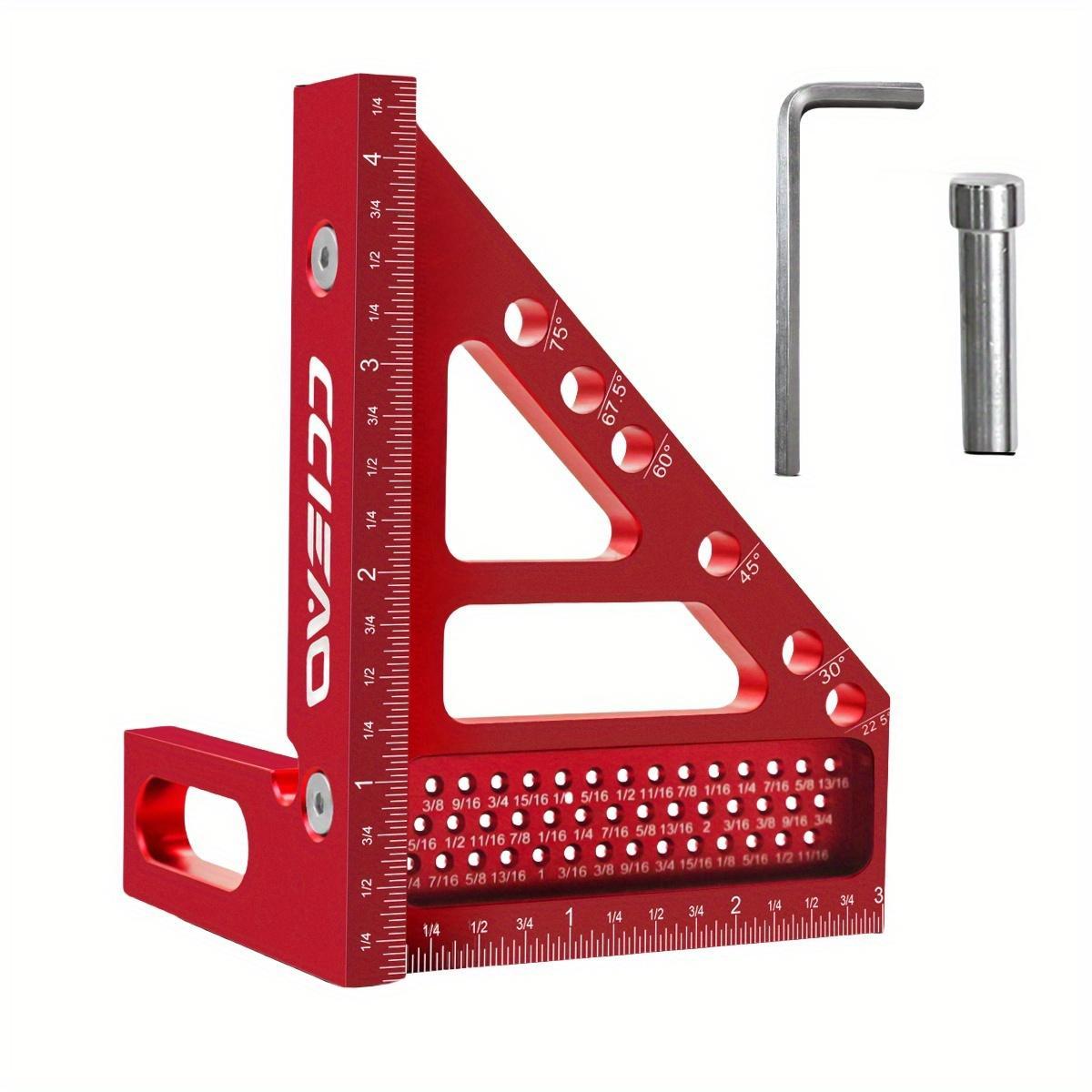 3D Multi Angle Triangle Ruler with Positioning Pin, Metric & Imperial 22.5-90°, Ideal for Woodworking, Construction, DIY Crafts, Woodworking Square Protractor