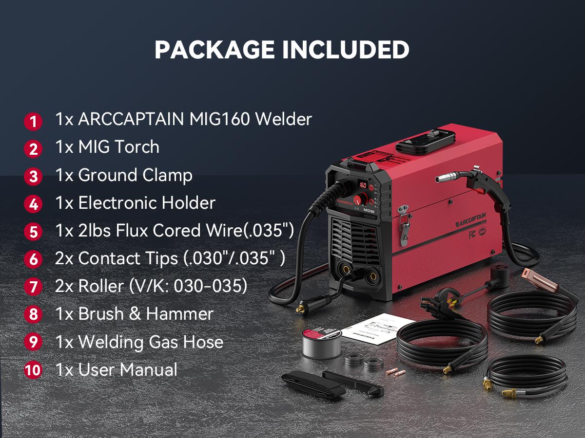 ARCCAPTAIN 160A MIG Welder 110V 220V Gasless MIG Flux Core 4-in-1 Multi-Process Welding Machine with IGBT Inverter for Beginners Portable & Compact Black Friday and Cyber Monday Deal, Thanksgiving/Christmas Gifts for Men/Dad
