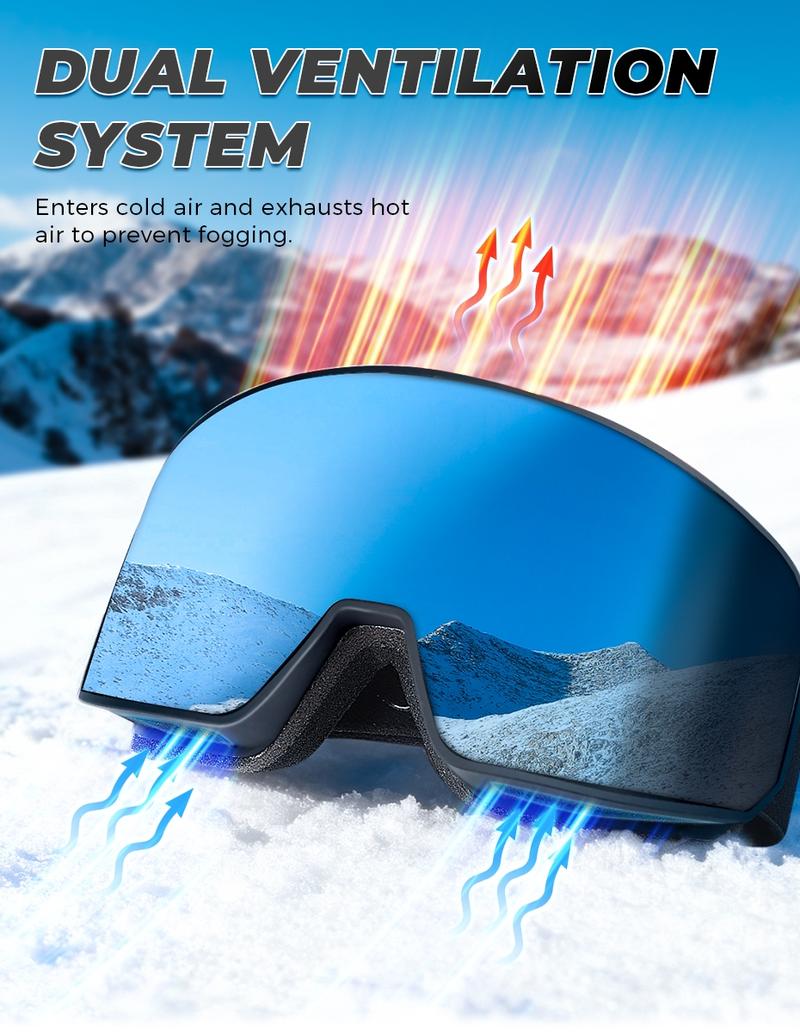 VICTGOAL Ski Goggles Double Layers Anti-fog UV400 Protection for Men, Women & Youth,Snowboarding Goggles Snowmobile Eyewear Outdoor Skiing Polarized Snow Lenses