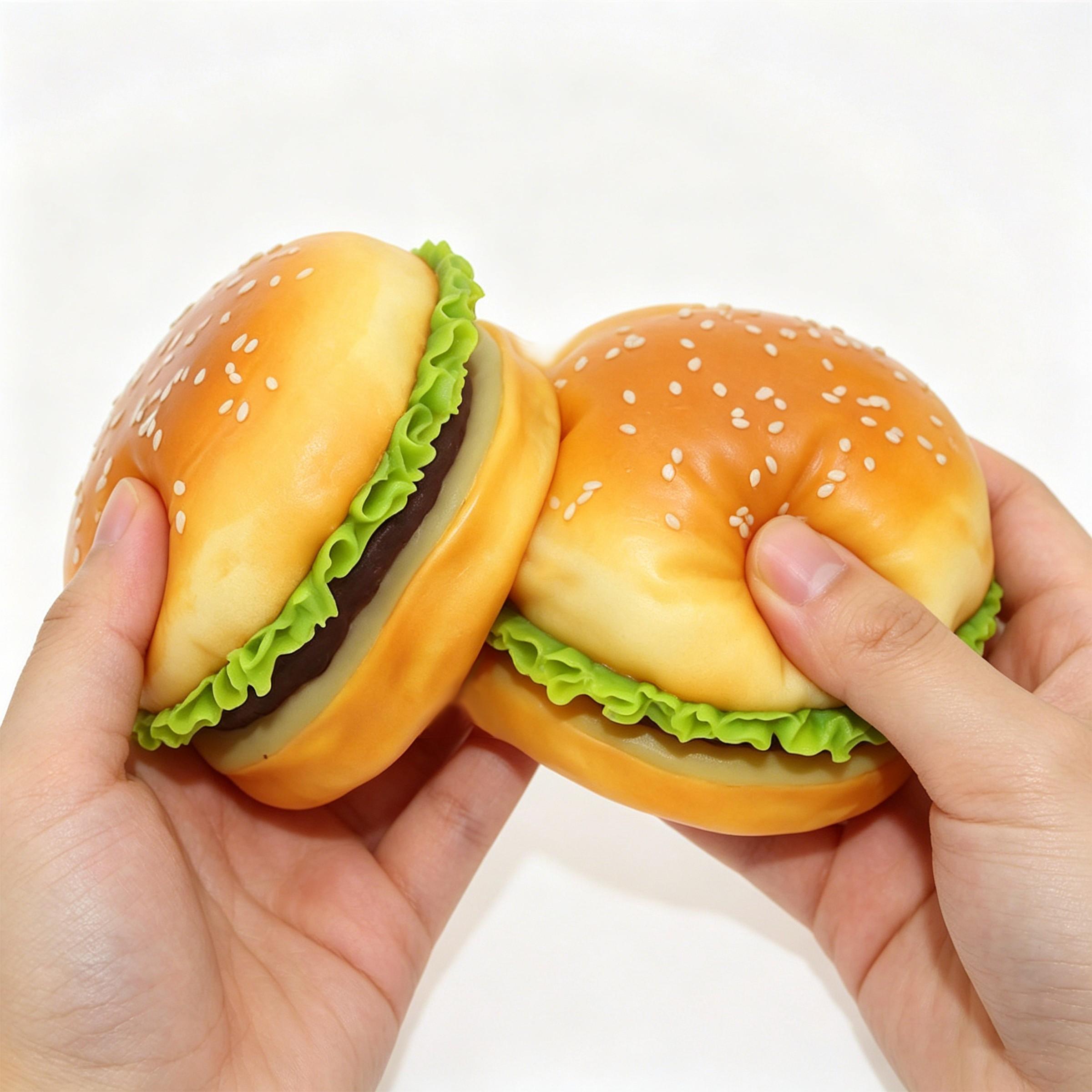 PU Simulation Hamburger Squeeze Toy Slow-Rebound Creative Sesame Bread Squeezeable Toy Food Model Gift