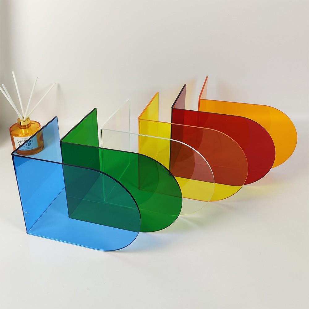 Acrylic L-Shape Book Stand, Transparent Blue, Thick Anti-Slip Design, Ideal for Students Office Home Decor