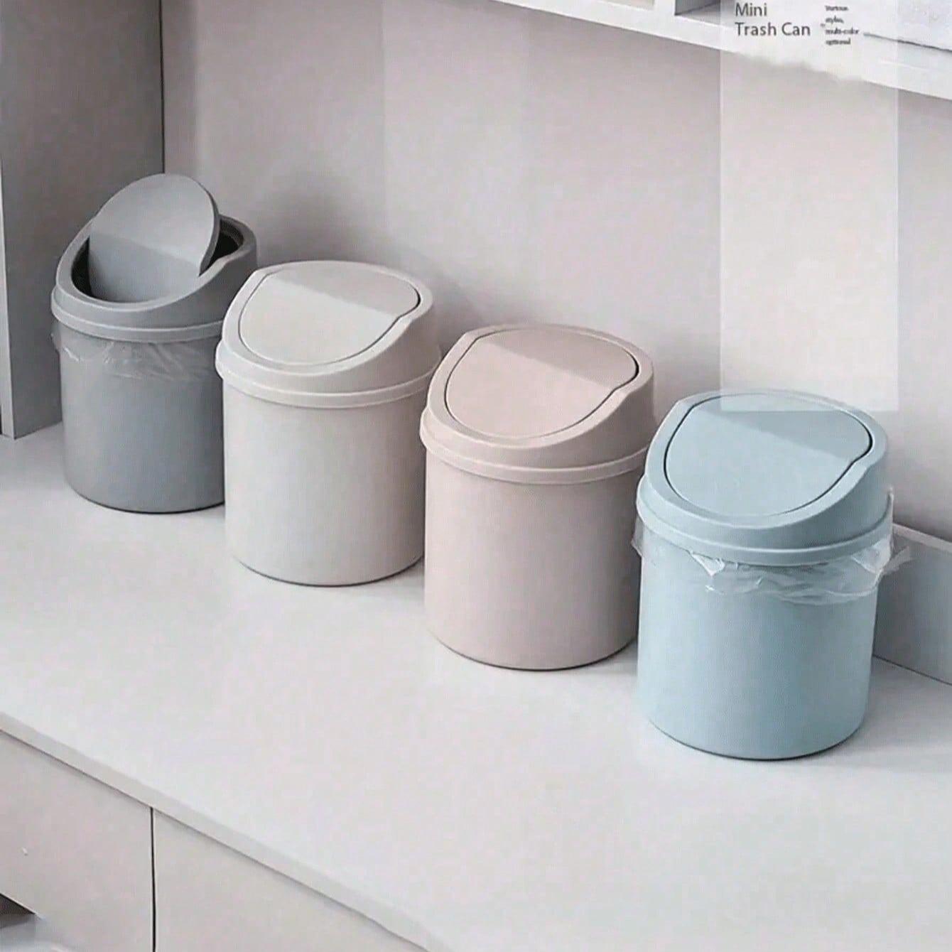 Mini Garbage Bin, Covered Trash Can, Desktop Trash Can, Plastic Waste Paper Basket, To Prevent Odor Leakage, Odor Prevention, Storing Fruit Peel & Paper Scraps To Keep Desk Tidy, Storage, For Office, Living Room, Study, Coffee Table Decor