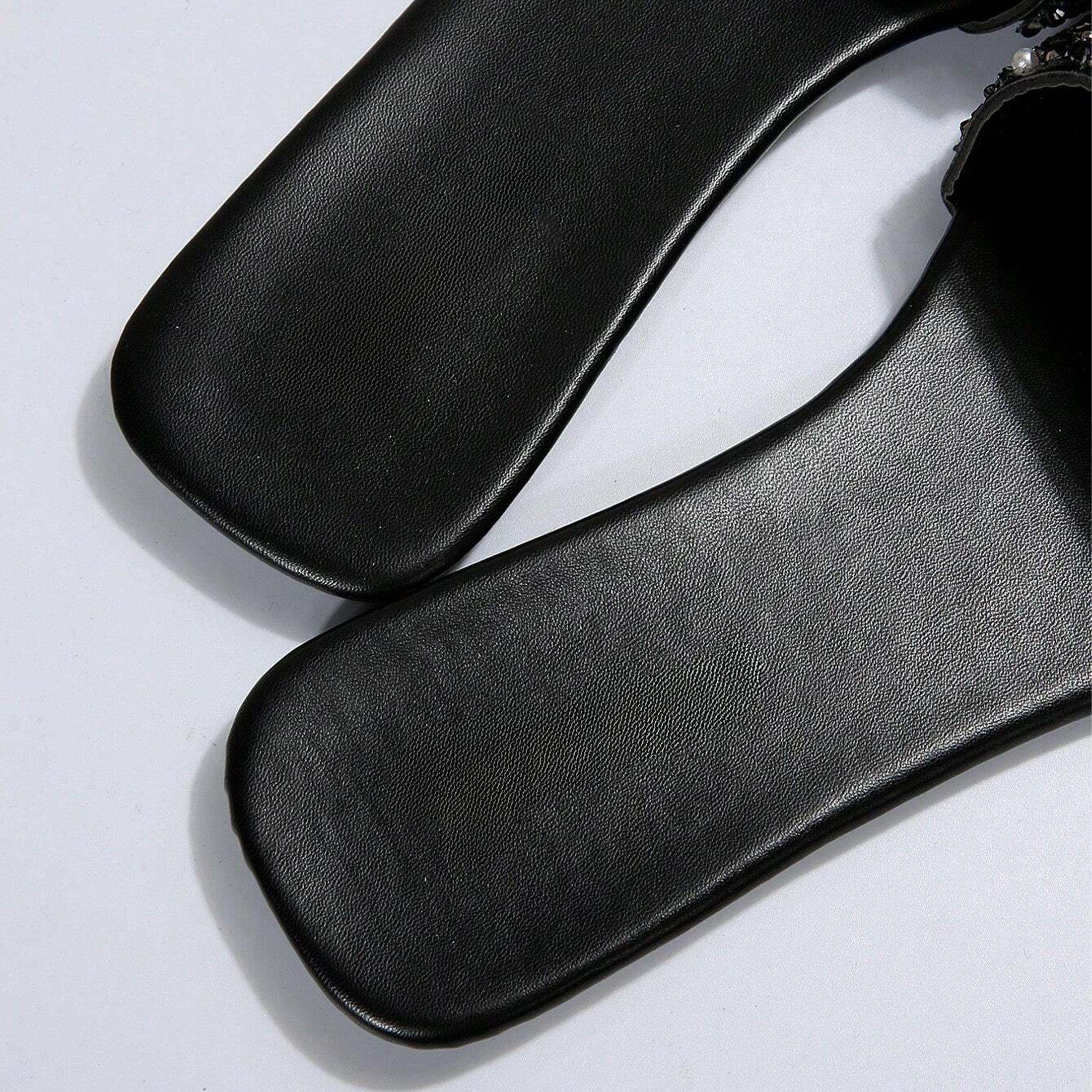 Women's Rhinestone Glitter Slipper Flat Sandals Casual Open Toe Slides, Perfect for Outdoor Wear