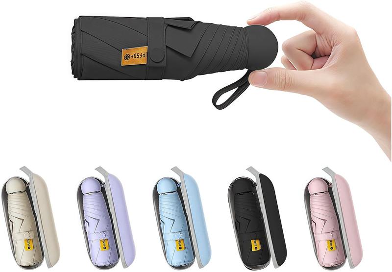 Compact Travel Umbrella with Case – Mini UV Sun Protection Umbrella for Purse |   Lightweight Pocket-Sized for Women, Men & Kids |   Pink