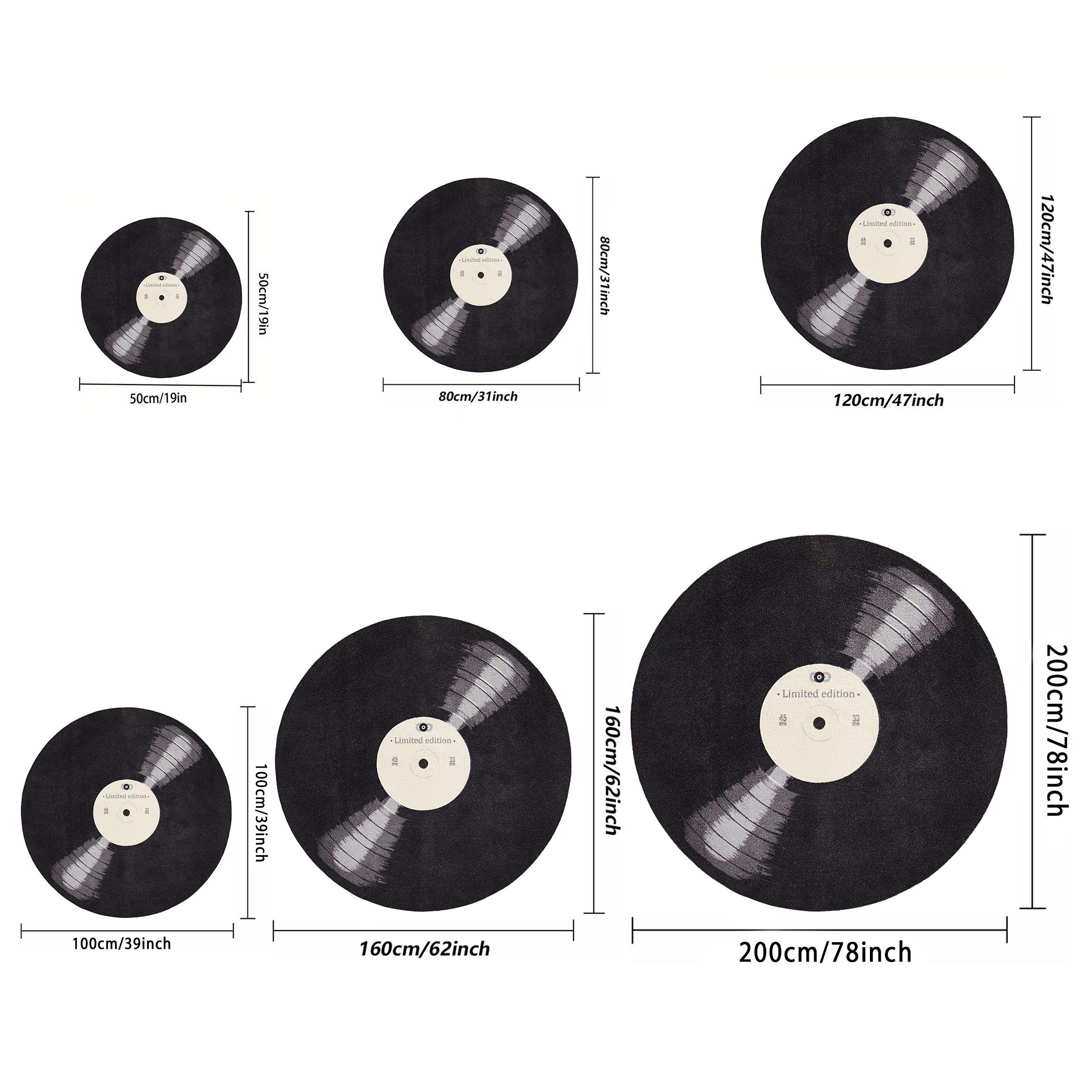Vintage Vinyl Record Round Rug, Stain-Resistant, Non-Slip, Washable, Music Lover Decor, Living Room, Bedroom, Kitchen Mat
