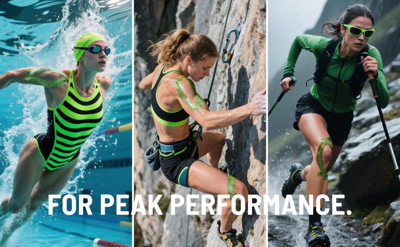 FitPoint Kinesiology Tape – 2 Rolls (40 Pre-Cut Strips) – Ultra-Sticky Athletic Tape for Joint Support – Elastic Kinesio Tape for Knee, Wrist, Ankle – Black & Green