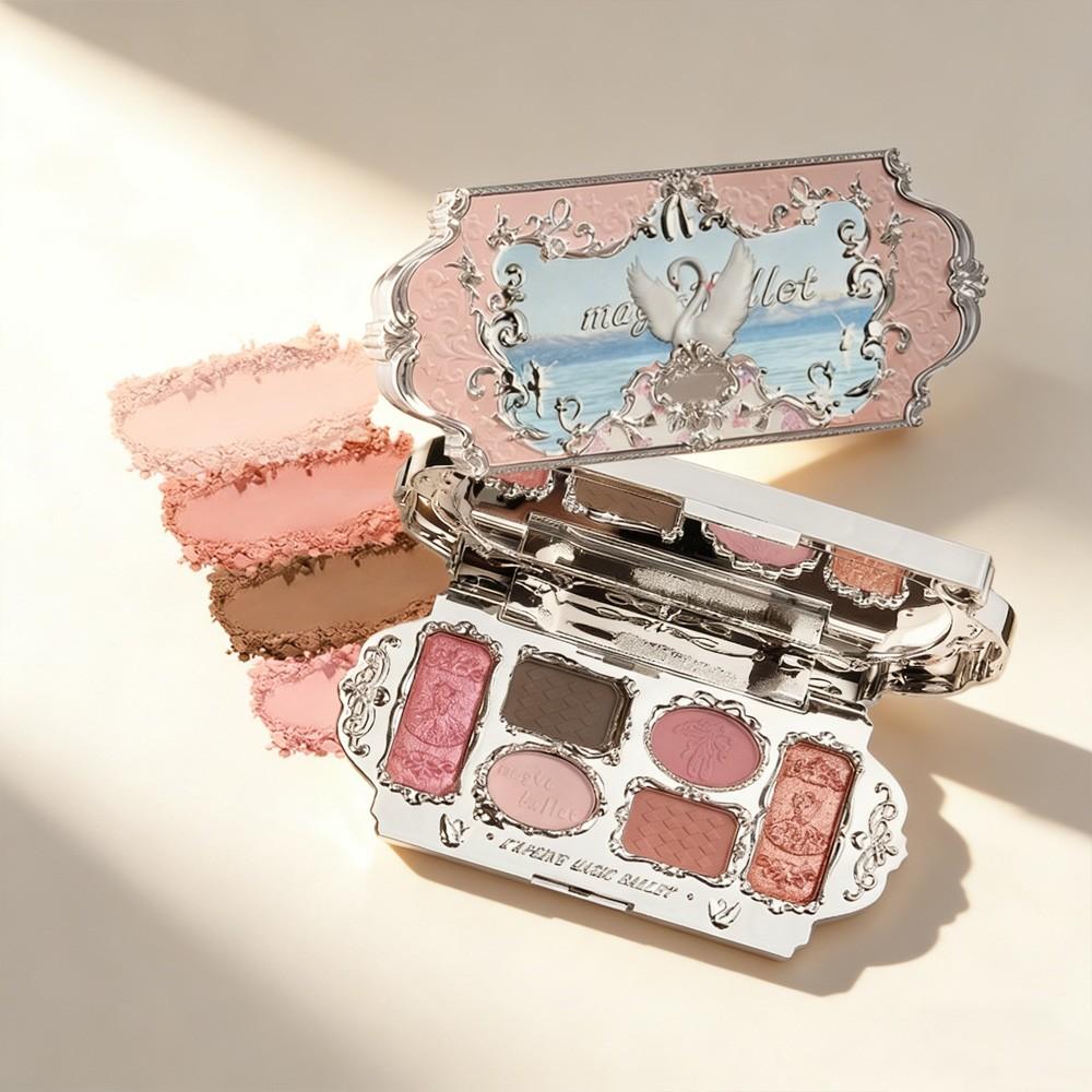 Kapelle Six Color Swan Eyeshadow Palette, Contour Blush Highlighter, Multi-Use Portable High-Quality Eye Shadow, Travel-Friendly Makeup