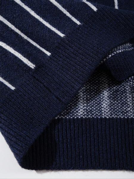 Men's Vintage Striped Jacquard Cardigan, Long Sleeve V Neck Button Front Sweater, Casual Loose Fit Knitwear for Spring Fall Winter