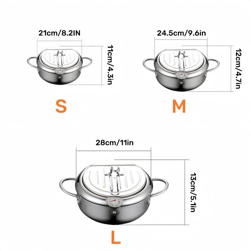 Stainless Steel Deep Frying Pan with Lid, 1 Count Non-stick Deep Fryer with Oil Drip Filter Rack for Fried Chicken Stainless Steel Deep Frying Pan with Lid, 1 Count Non-stick Deep Fryer with Oil Drip Filter Rack for Fried Chicken