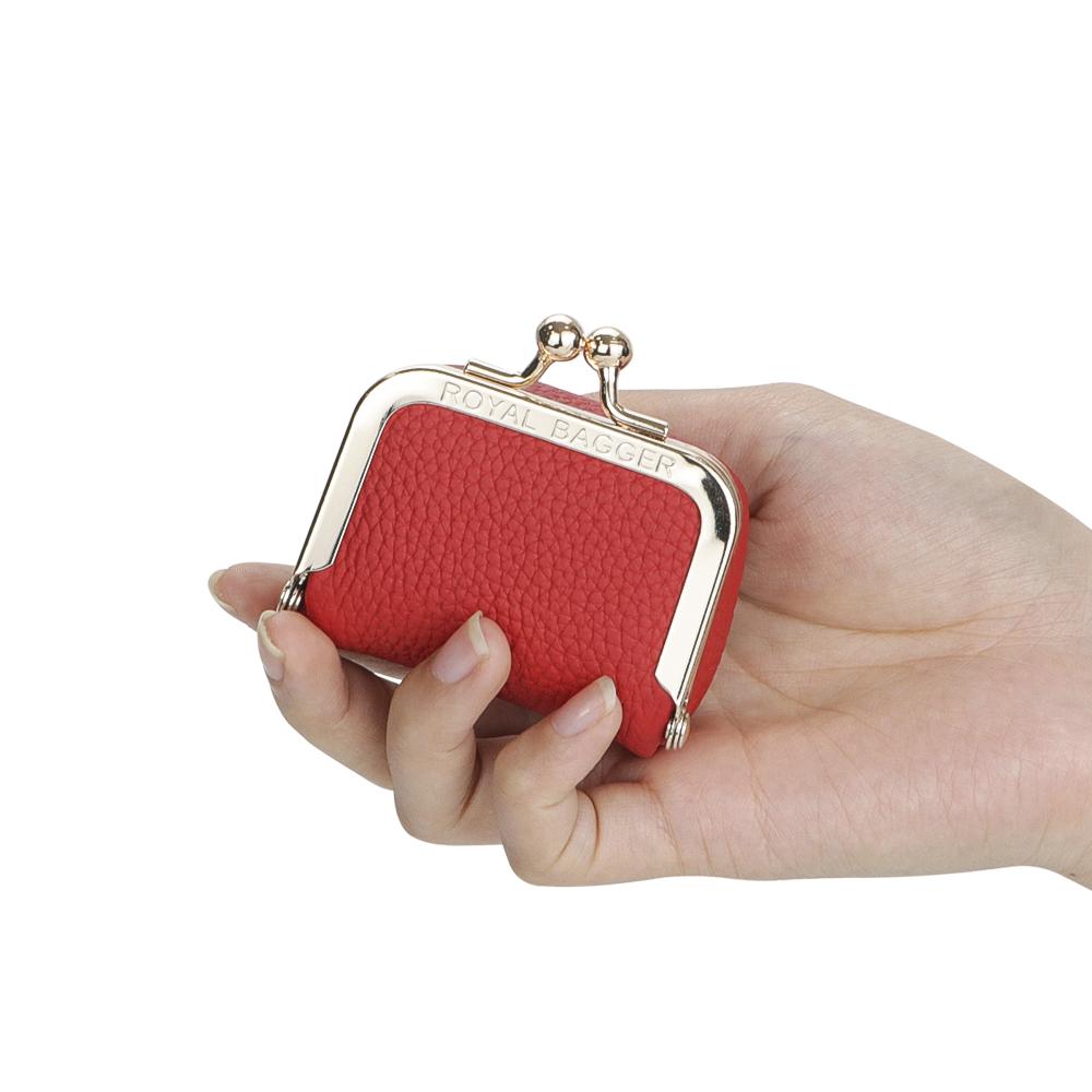 Royal Bagger Genuine Leather Mini Coin Purse, Solid Color Kiss Lock Change Pouch, Casual Style Small Storage Bag for Women 1894 SpringStatements