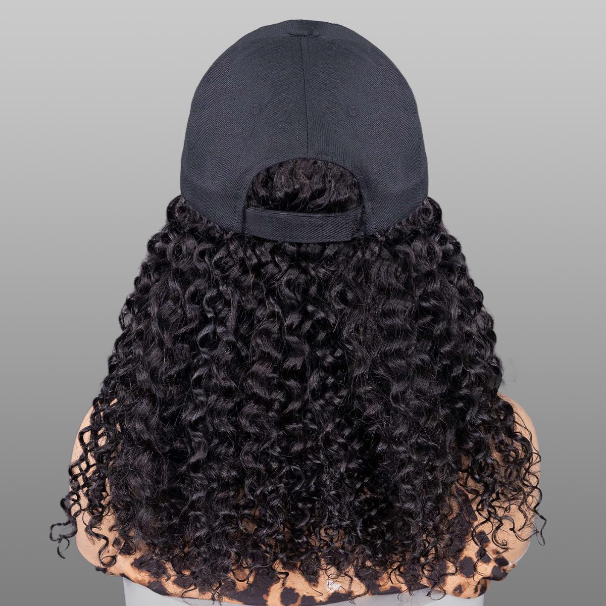 Wavymy Water Wave Hat Wigs Baseball Cap Wigs With Natural Color Human Hair Attached 100% Human Hair Styled-to-Go Wavymy Water Wave Hat Wigs Baseball Cap Wigs With Natural Color Human Hair Attached 100% Human Hair Styled-to-Go