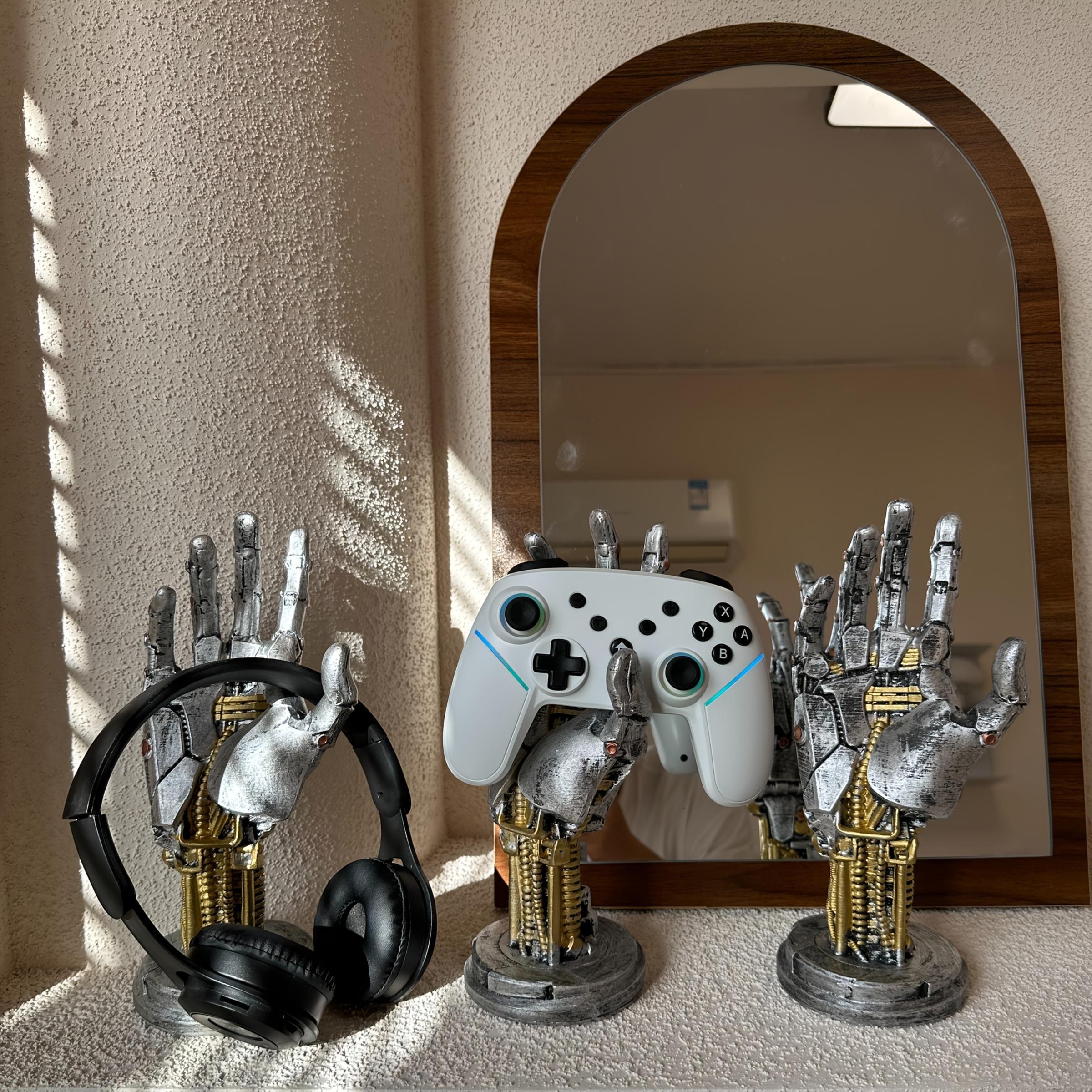 1PC Cyberpunk 3D Printed Game Controller Stand 🕹️ - Adjustable ABS Desk Organizer for Controllers/Phones, Multi-Functional Gamer Accessory, Black Friday Deal: Ideal Halloween & Back-to-School Gift 🎁