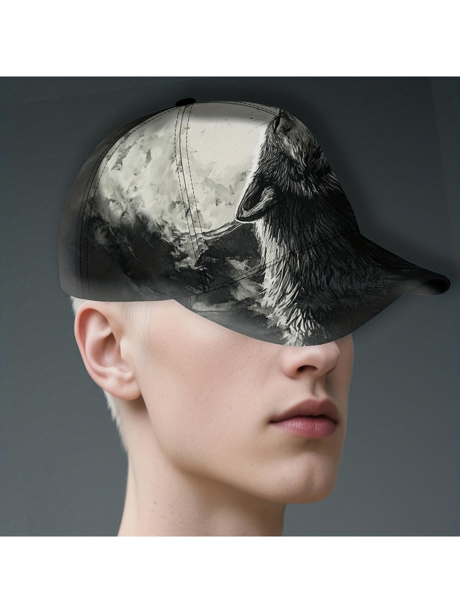 Adjustable Lightweight Baseball Cap, Adjustable Snapback Cap, Wolf Pattern Outdoor Sports Hat, Outdoor Hiking Hat, Durable Trendy Casual Wear, All Seasons Fitted Design