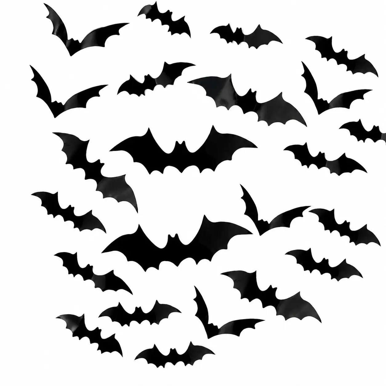 3D Waterproof Halloween Bat Wall Decals – 120-Piece Assorted Set with Four Sizes for Indoor and Outdoor Use, Spooky Black Bat Stickers Ideal for Bedroom, Party, and Festival Room Decoration