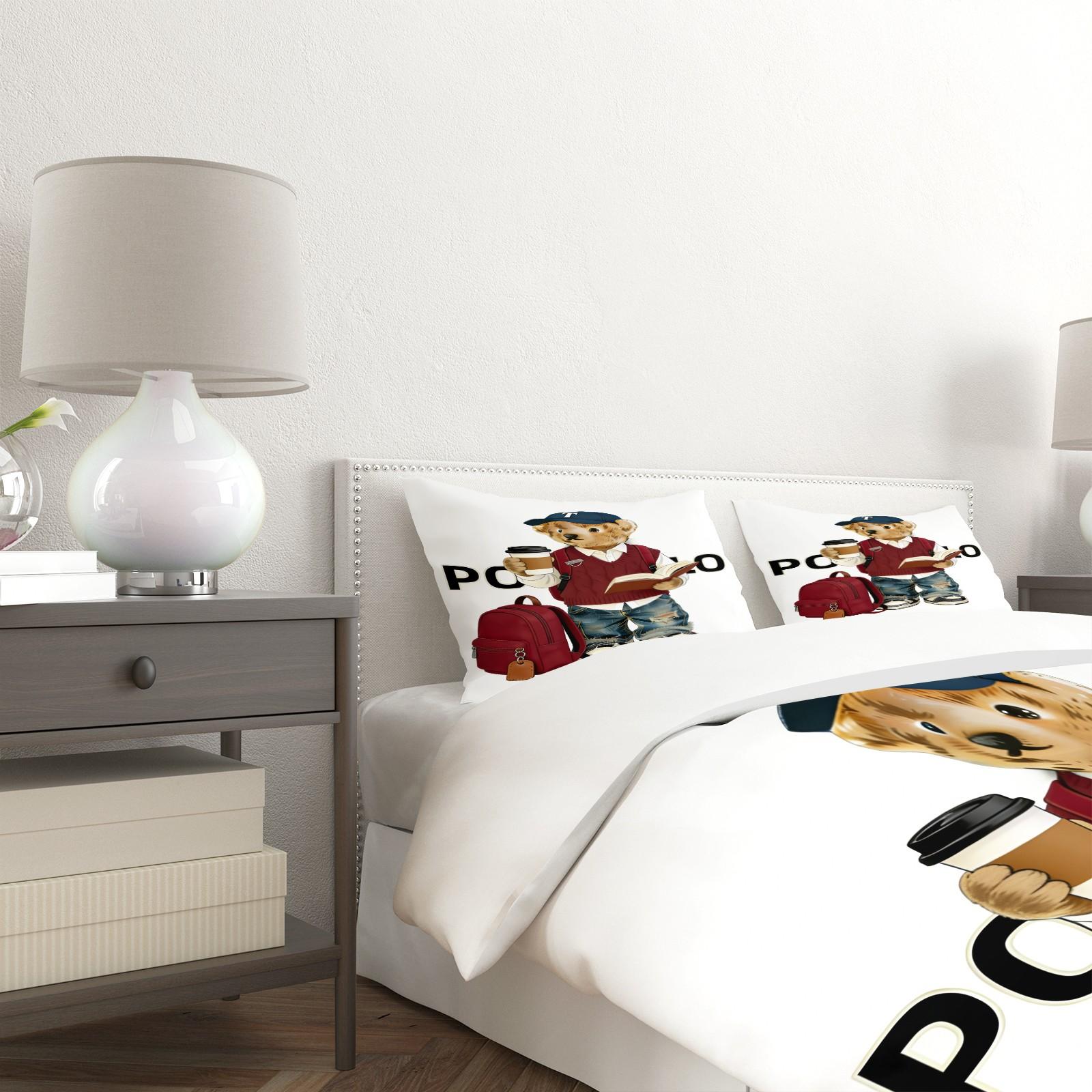 Red sweater bear print duvet cover set, includes 1 duvet cover and 1 or 2 pillowcases, excluding duvet insert and pillow inserts, suitable for bedroom or dormitory bedding sets, ideal for gifting or personal use