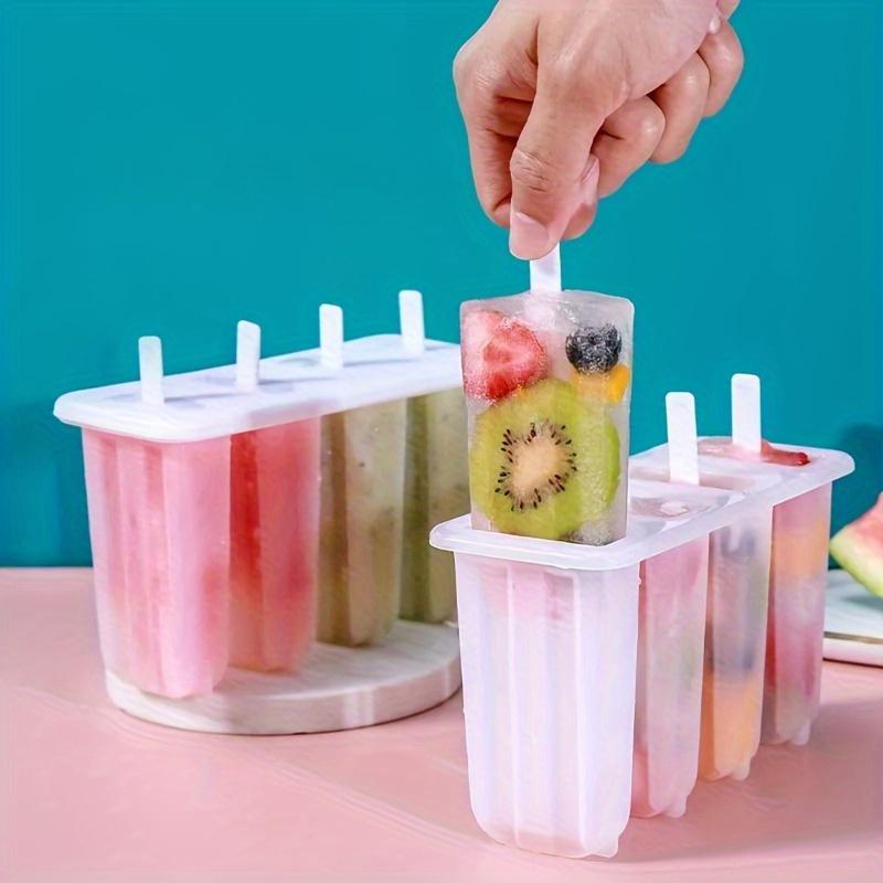 1pc 4-in-a-row old popsicle mold with cover for household children's cute popsicle and ice cream molds