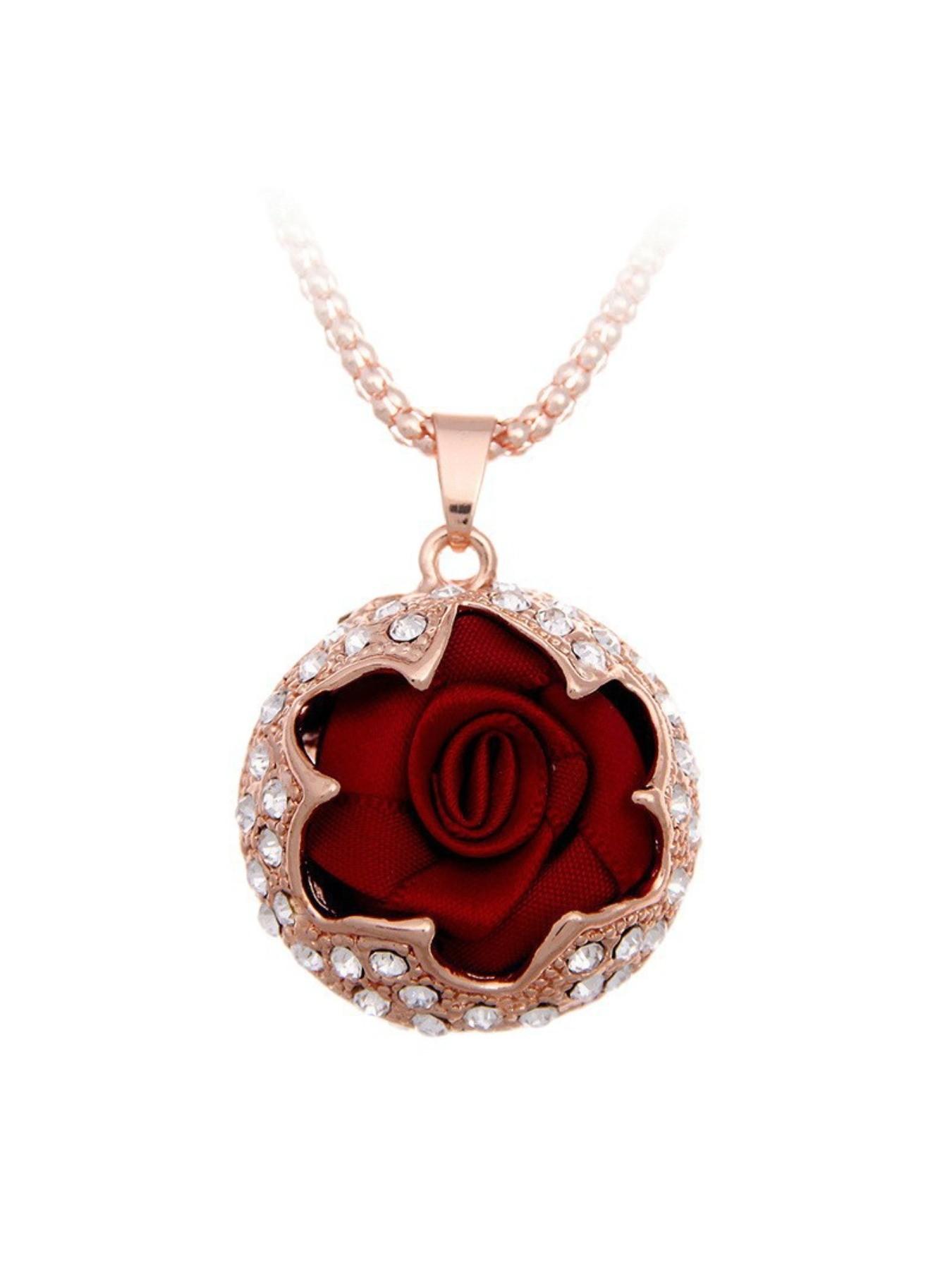 Elegant Rose Flower Pendant Necklace, Unisex Clothing Accessory, Long Chain Sweater Strand, Versatile Fashion Jewelry, Trendy Decorative Charm