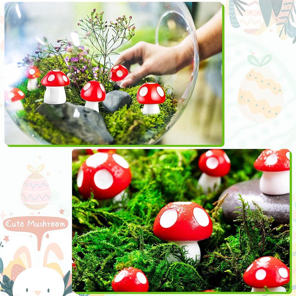Cute Mushroom Design Miniature Figurines (30pcs/set), Miniature Mushroom Model, Garden Miniature Statue, Landscape DIY Bonsai Craft for Home Decoration Supplies