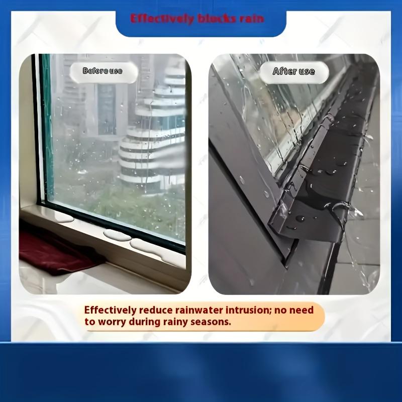1pc No-Drill Sliding Window Waterproof Barrier, Self-Adhesive Waterproof Strip, Suitable for Window Glass Doors, Balcony Sliding Windproof and Soundproof Sealing Strip for Home - Durable, Easy to Install, Outdoor Window Drainage System, Door Hardware