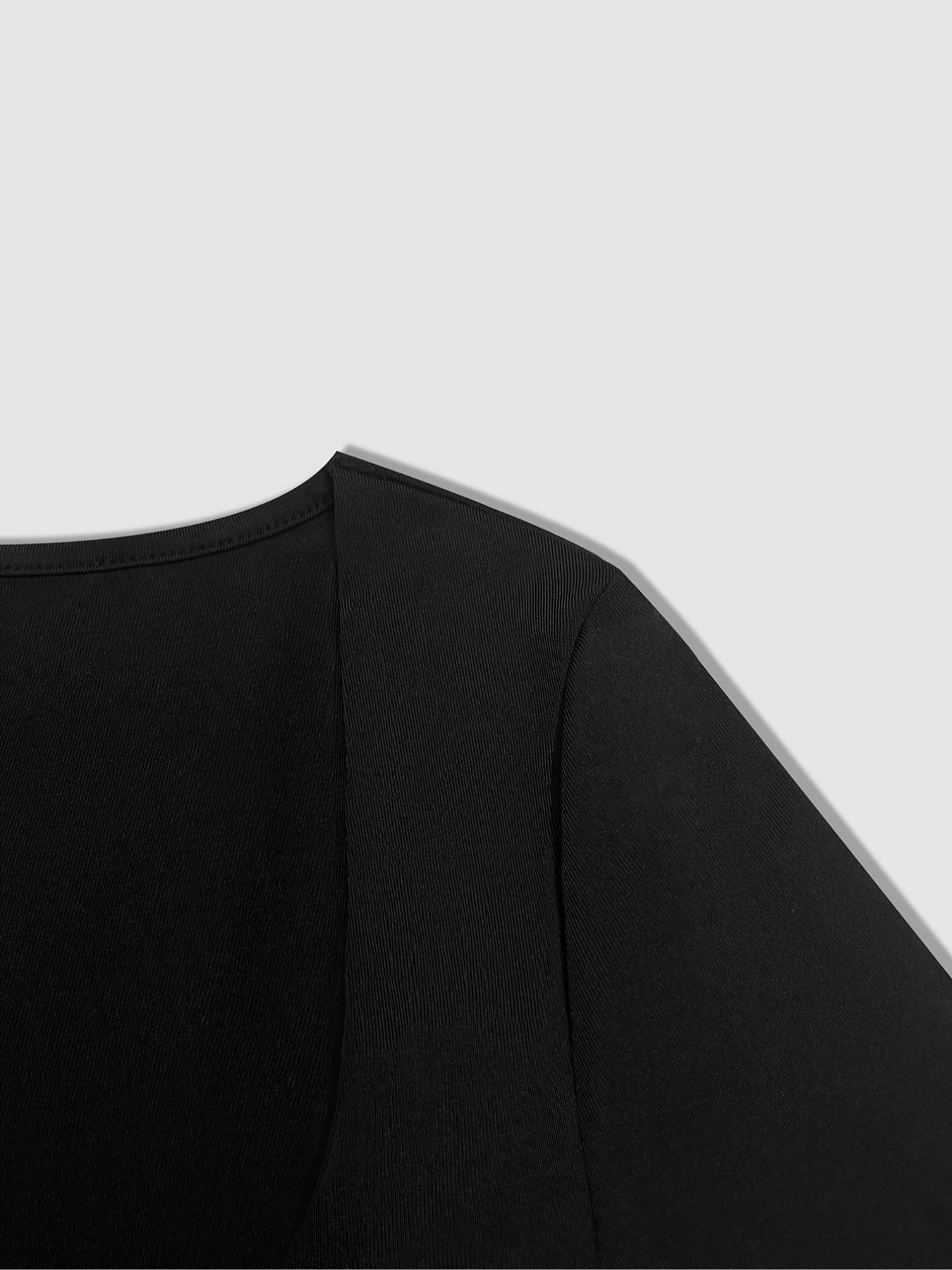 Women's Spring Autumn Fashion Elegant Square Neck Long Sleeve Fitted Bodycon Jumpsuit Bodysuit Set, High-Quality Fabric, Suitable for Commuting & Home Use, Womenswear