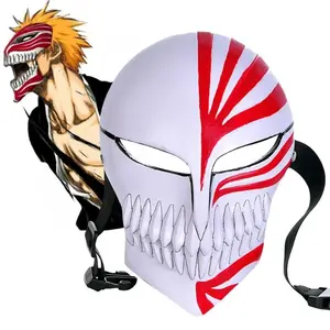 Anime Bleach Kurosaki Ichigo Mask Cosplay Prop Ichigo Hollow Masks Halloween Party Costume Thickened Resin Material High Quality