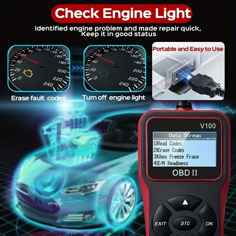 OBD2 Scanner Code Reader with 2.4" LCD Display - Advanced Diagnostic Tool for Engine Faults fault code