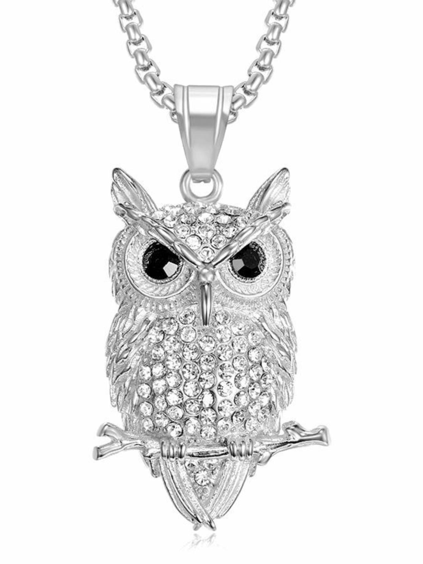 New Hip Hop Jewelry, Titanium Steel Gold Plated Owl Pendant Necklace, Trendy Accessories for Men and Women, Perfect Gift Idea