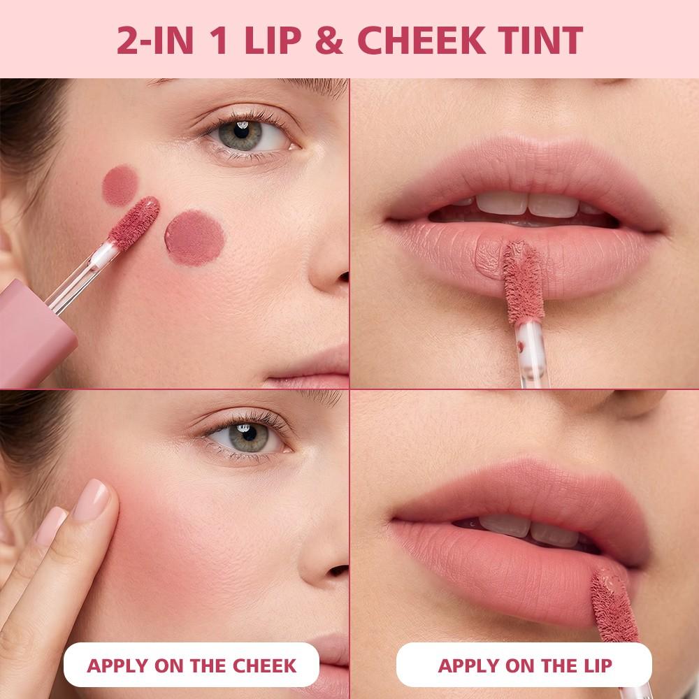danchel Matte Lip & Cheek Tint, Lip Cosmetic, Lipstick, Makeup, Lip Products Makeup, Long-Lasting Matte Finish, Velvet Texture, 10 Shades, Makeup Gift for Girls & Women, Summer Makeup