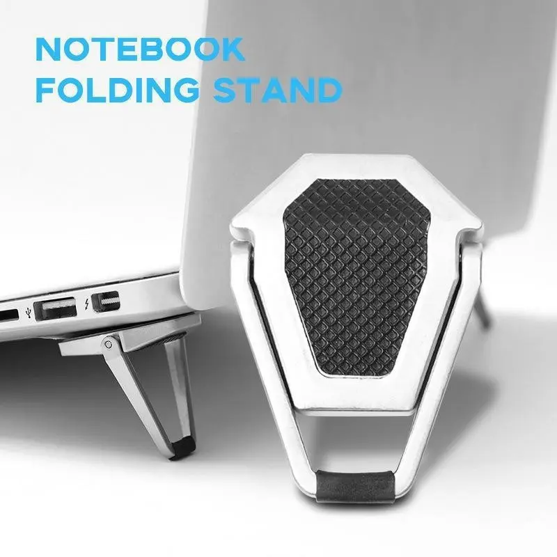 Adhesive Foldable Laptop Stand, Metal Business Style, Heat Dissipation, Anti-Slip, Compact, No Drilling, Ideal for Office & Travel