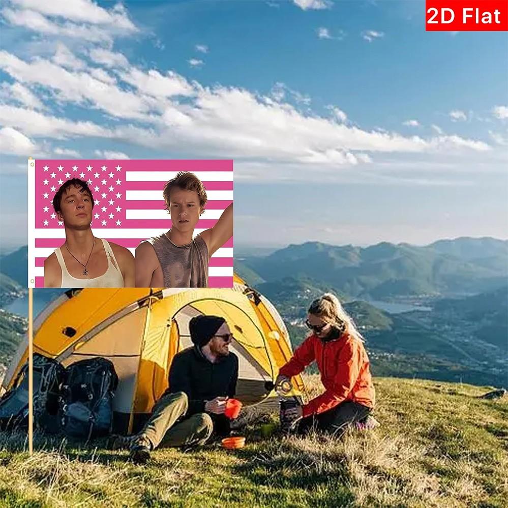 2D Flat Banner 1pc, Jj and Rafe Tapestry, Fun Outer Banks Flag, Polyester Banner, University Dorm Room Bedroom Outdoor Party Decor, No Power Needed