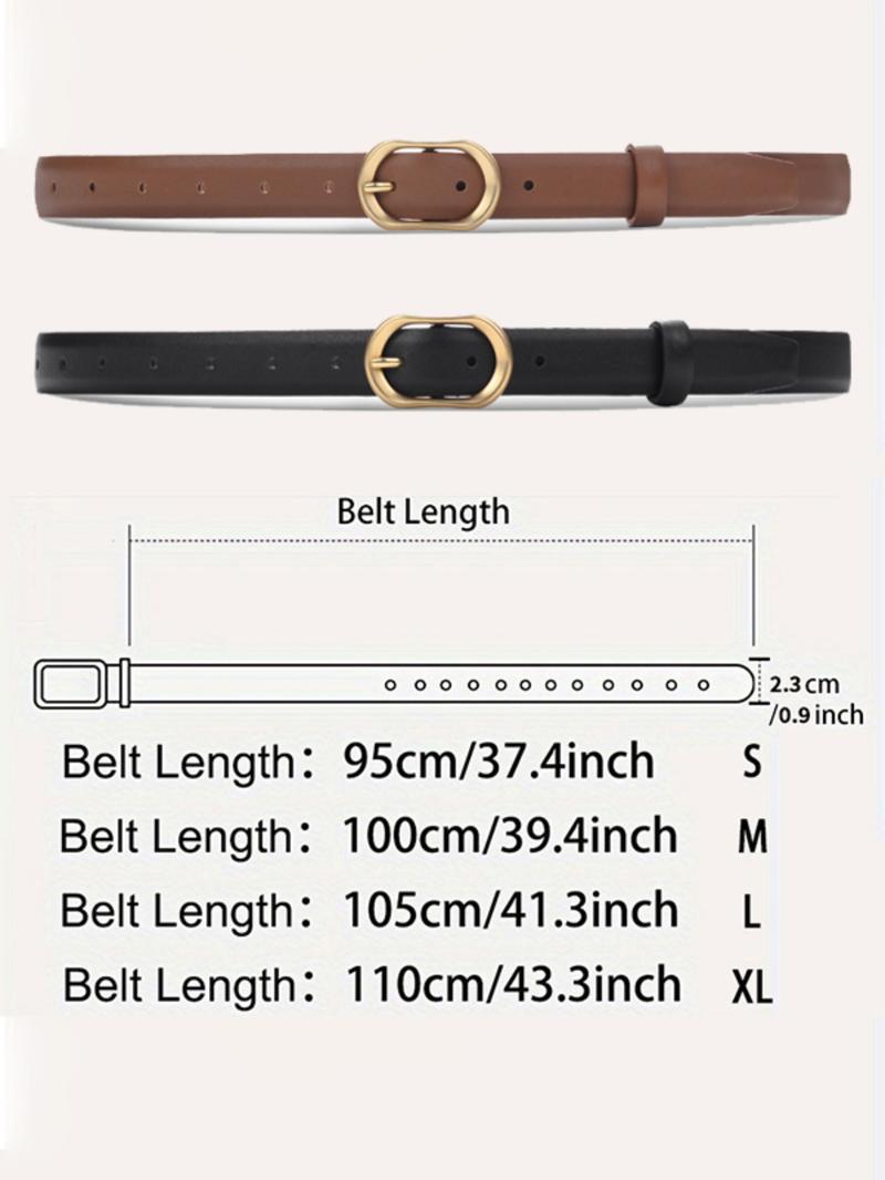 Women's PU Belt, Solid Color Strap and Alloy Buckle, Fashionable Classic Accessory, Suitable for Daily Use, All Seasons