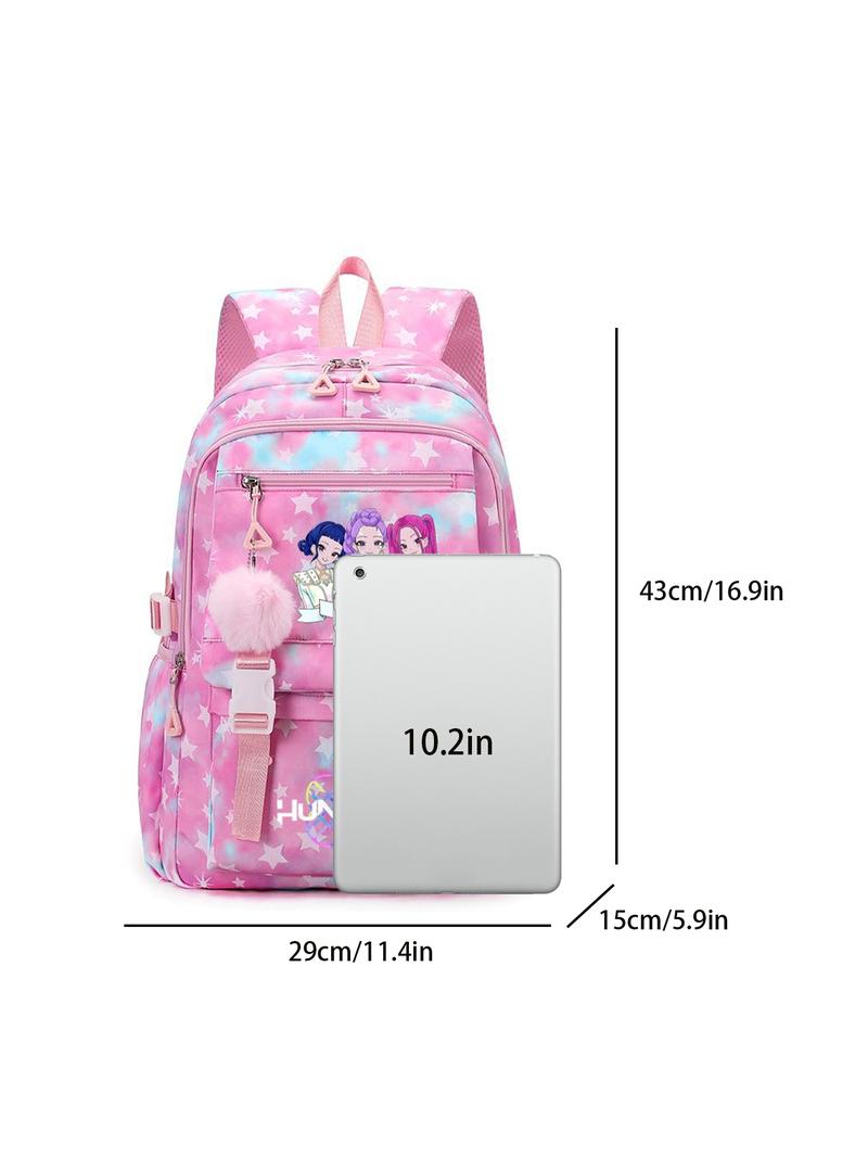 1pc  Backpack solid color women's backpack kpop witch hunting group star print zipper closure fashionable and versatile casual trend suitable for students going to school, campus, going out to work, traveling women's backpack Trendy Backpack