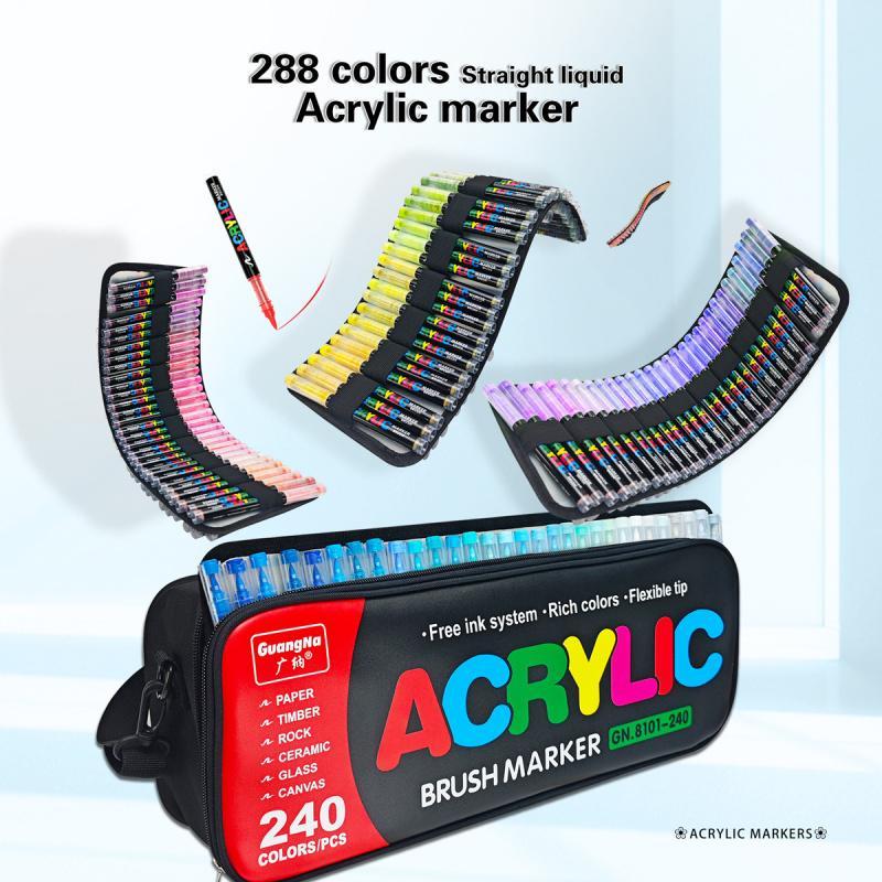 Professional Acrylic Paint Pen Set, Automatic Ink Control, Smooth Tip, Even Coverage, Ideal for Wood Rock Glass Canvas Metal Ceramic DIY Crafts, Acrylic Paint Markers