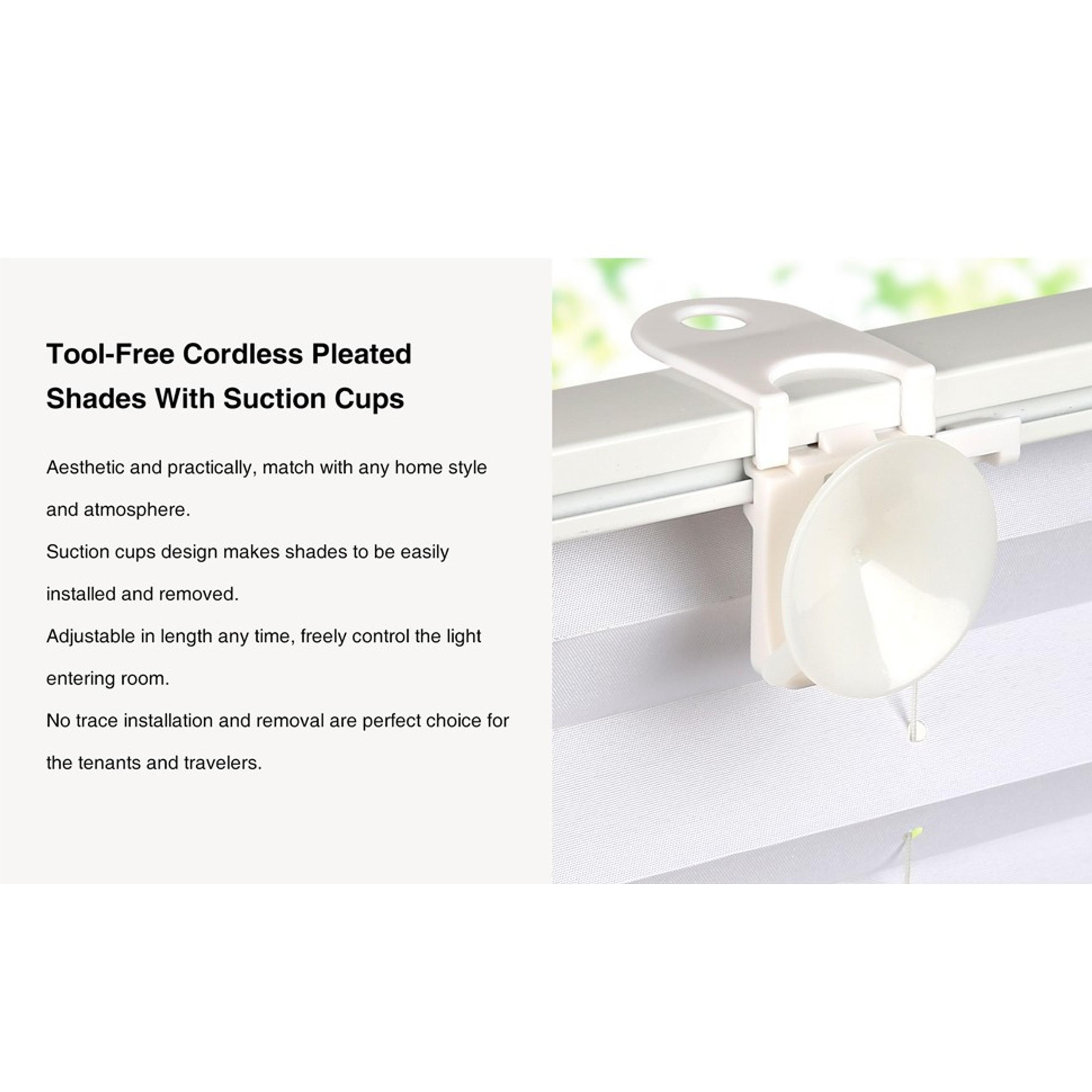 Tool-Free Cordless Pleated Shades with Suction Cups Light Filtering Top Down Bottom Up Pleated Blinds for Window Size 42" W x 64" H, White Tool-Free Cordless Pleated Shades with Suction Cups Light Filtering Top Down Bottom Up Pleated Blinds for Window Size 42" W x 64" H, White