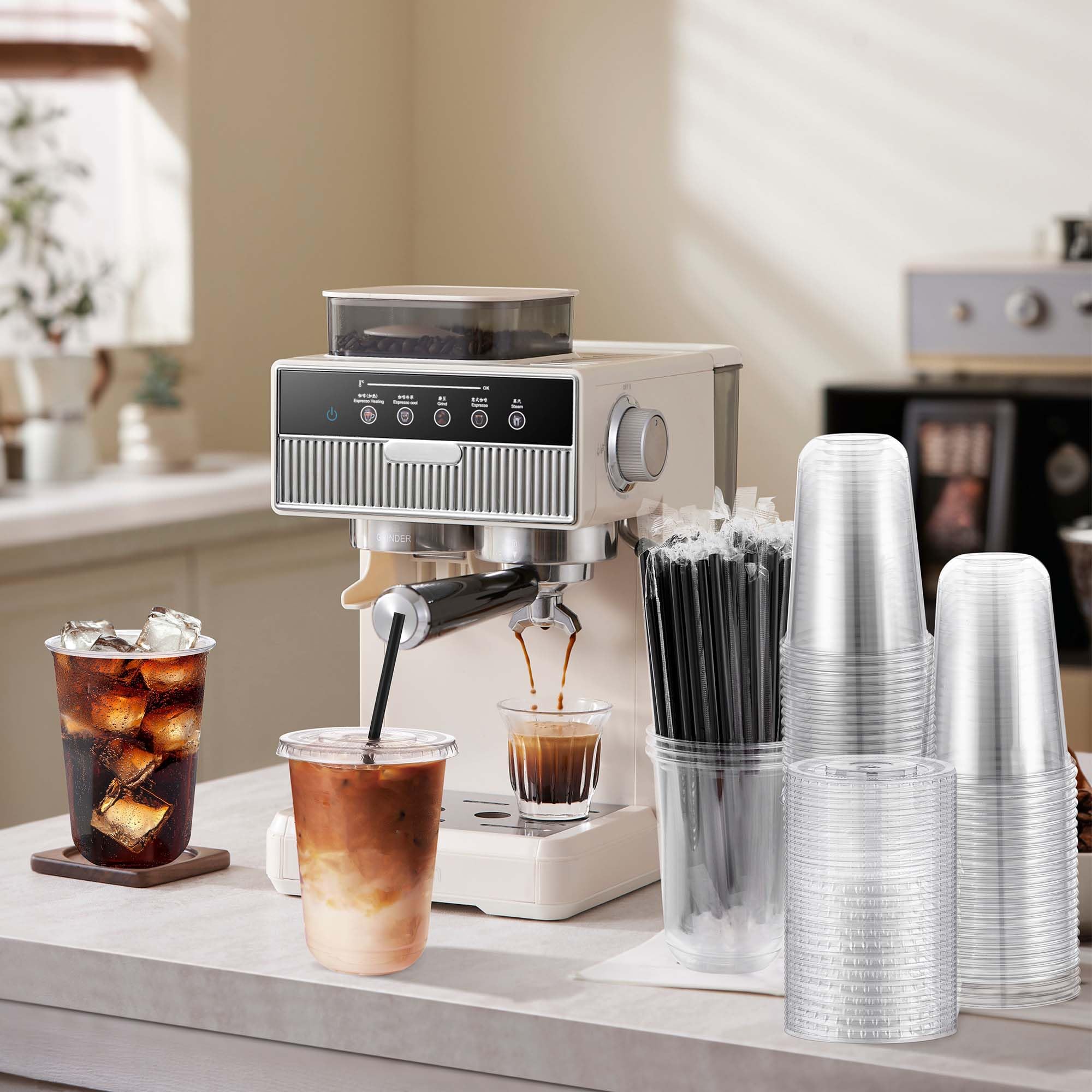 100-Pack 16oz Clear Disposable Plastic Cups with Lids & Straws – Round Bottom Iced Coffee Cups for Smoothies, Slushies & Lemonade, Trending Party & Picnic Supplies, BPA-Free, for Halloween Pumpkin Latte 100-Pack 16oz Clear Disposable Plastic Cups with Lids & Straws – Round Bottom Iced Coffee Cups for Smoothies, Slushies & Lemonade, Trending Party & Picnic Supplies, BPA-Free, for Halloween Pumpkin Latte