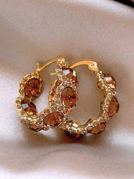 Fashionable Artificial Crystal Decorated Hoop Earrings, Ear Crystals, Teardrop Earrings, Fashion Jewelry for Party, Daily Clothing Decor, Trendy All-match & Exquisite Jewelry for Birthday Gift