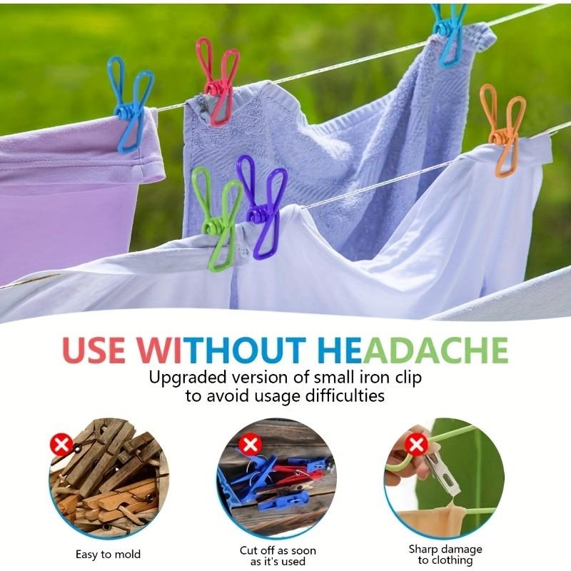 15 Multifunctional Stainless Steel Clips with PVC Coating, Ideal for Paper, Bags, Clothes, Food Sealing, and More