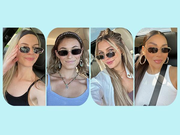 SOJOS Small Y2k Narrow Rectangle Sunglasses Womens Mens Retro 80s 90s UV400 Sunnies