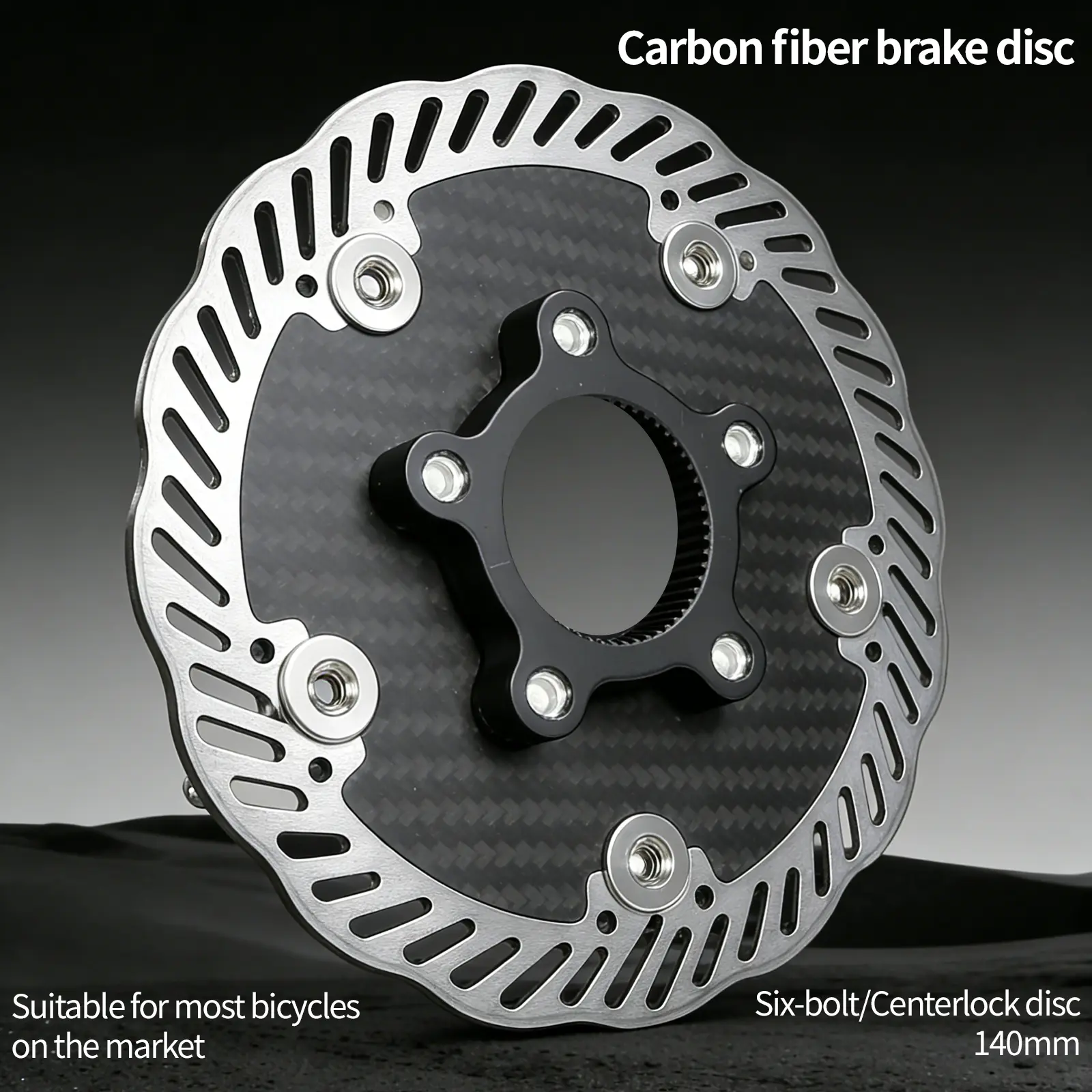 140mm 160mm Carbon Fiber Bike Disc Brake Rotor, Ultra-light High-strength Disc Brake Pad for MTB & Road Bike Cycling Accessories