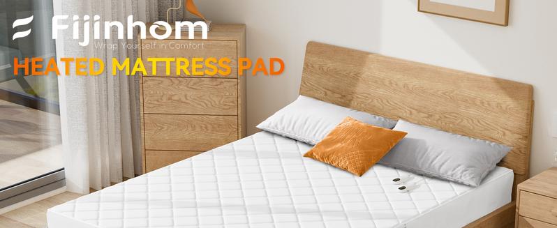 CK Heated Mattress Pad Dual Controller Electric Mattress Pad 10 Heat Settings, Side Storage Pouch, Fit Up to 18" Deep, Machine Washable Quilted