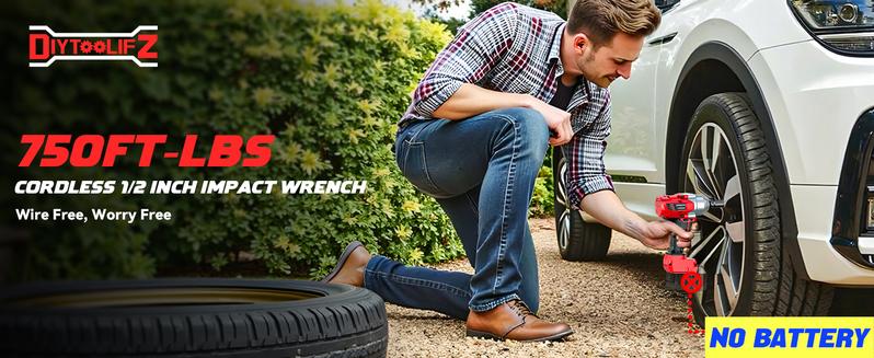 750Ft-lbs (1000N.m) Impact Wrench 1/2 inch Compatible with Milwaukee 18V Battery (Battery NOT Included!), High Torque Brushless Impact Gun with 4-Mode Speed