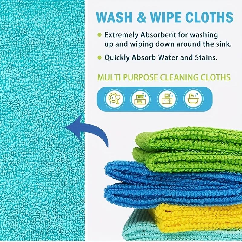 20pcs Microfiber Cleaning Cloths - Super Absorbent & Quick-Drying, Streak-Free for Kitchen, Bathroom, Car, Furniture - Durable Reusable Towels with Vibrant Colors, Effortlessly Remove Stains & Grease, Multipurpose Cleaning Supplies,High Absorbency Fabric