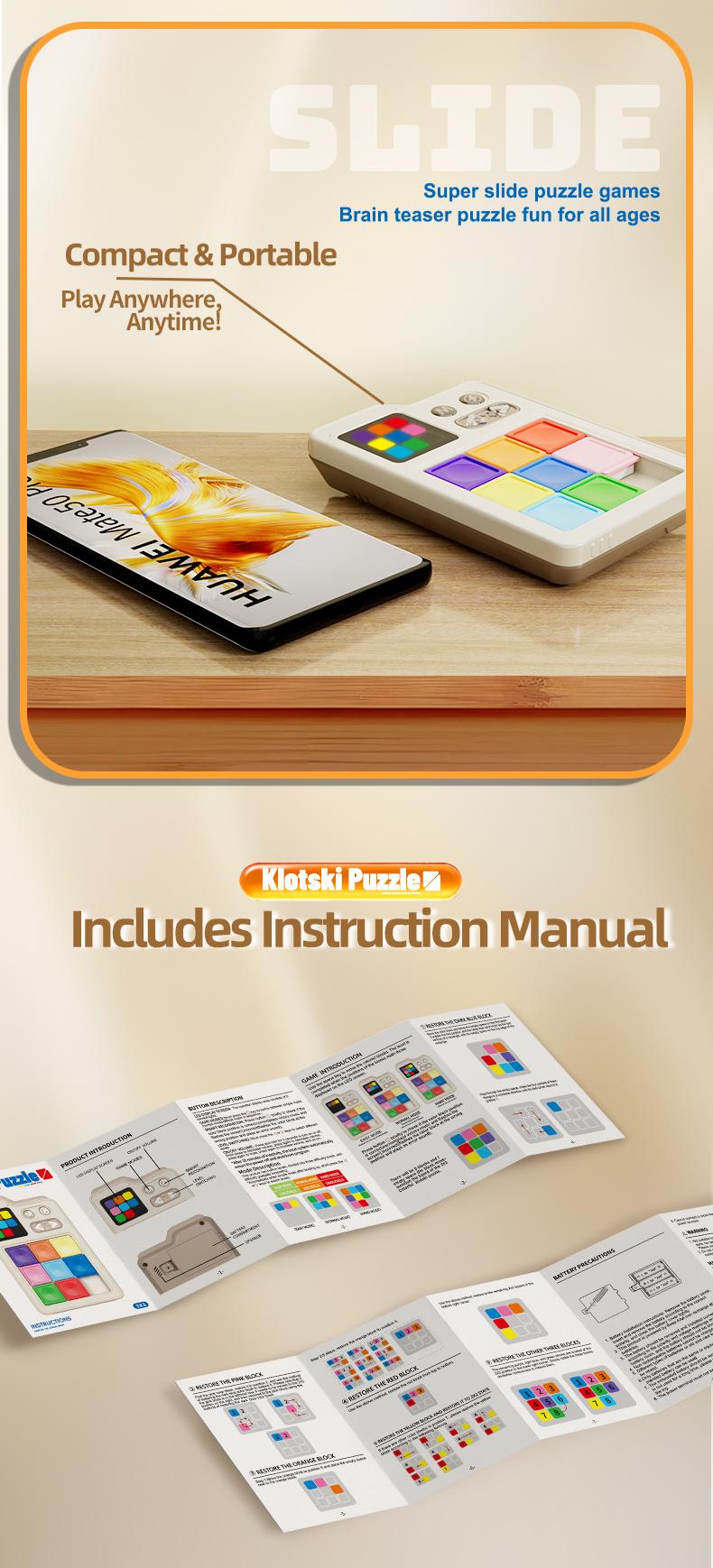 BRRRRT Huarongdao Smart Puzzle, Electronic Sliding Puzzle Game, Interactive Educational Toy, Featuring 1000+ Logic Puzzles, Smart Difficulty Adjustment, Cultivates Spatial Thinking and Problem-Solving Skills Children's Christmas Gift