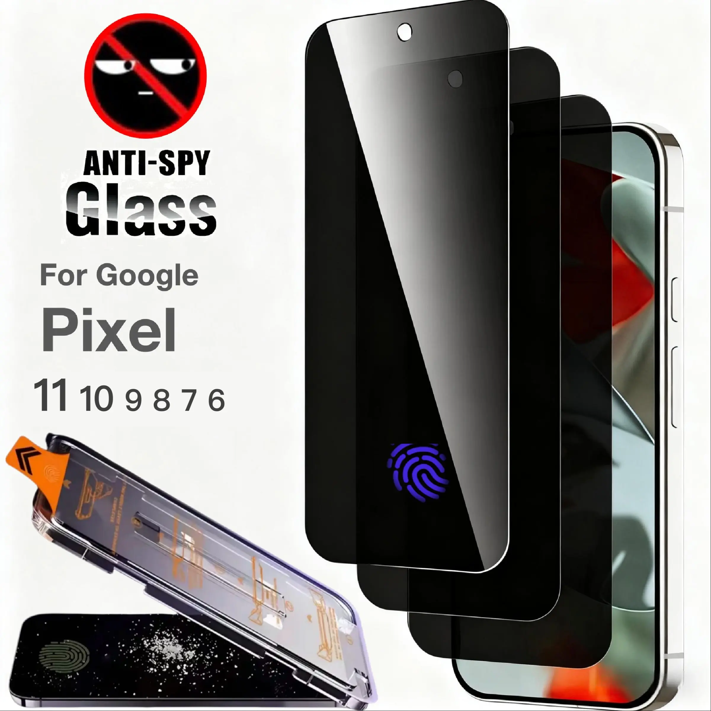 3-Pack Google Pixel 11 10 9 Pro XL 8 7 6 10A 9A 8A 7A 6A  Screen Protectors, Anti-Spy Privacy Film, Ultra-Sensitive Fingerprint Sensor, Dust-Free & Bubble-Free Installation