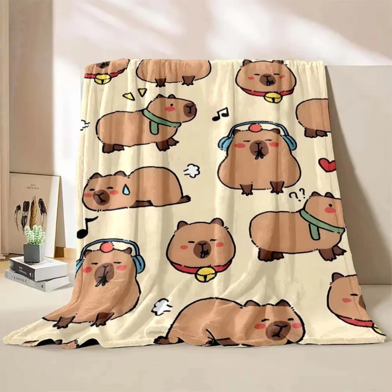 Cute Capybara Cartoon Blanket Soft Plush Throw Cozy Warm Flannel Blanket for Sofa Bed Kids Room Nursery Travel Home Decor Gift Cute Capybara Cartoon Blanket Soft Plush Throw Cozy Warm Flannel Blanket for Sofa Bed Kids Room Nursery Travel Home Decor Gift