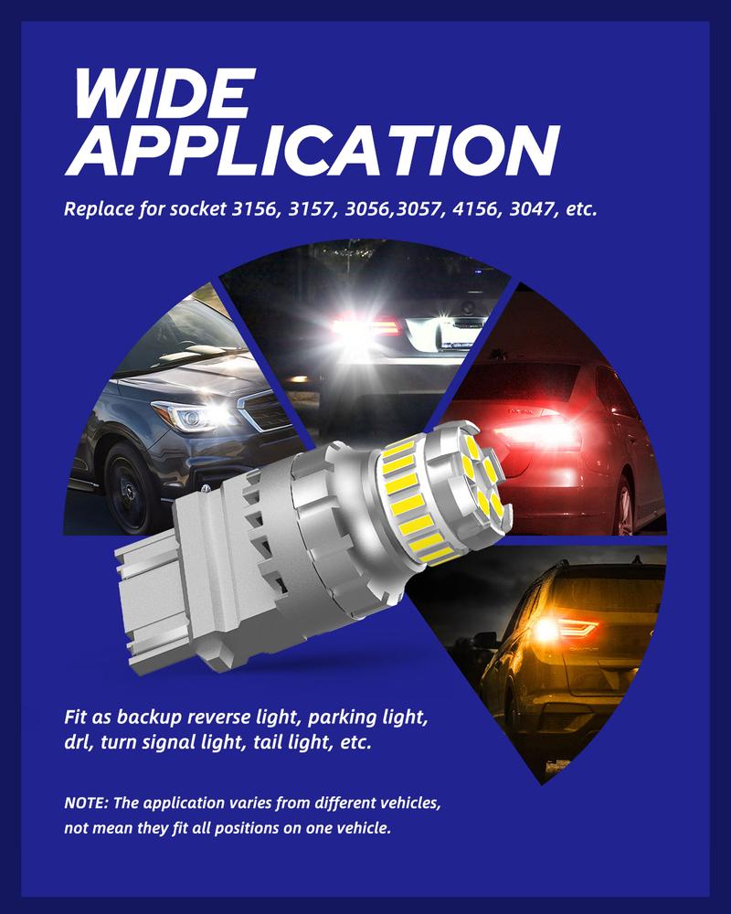 AUTOONE 3157 LED Bulb White, 3156 3057 4157 LED Reverse Light Bulbs Super Bright for Back Up Reverse Tail Brake Parking Lights, Pack of 4