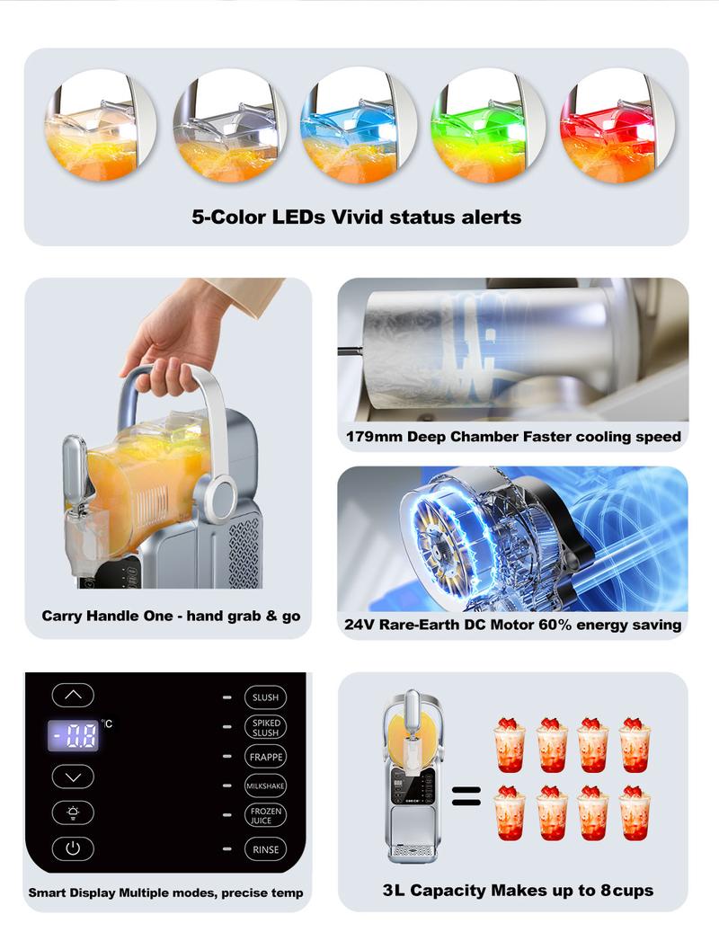 GSEICE 3L Slushy Machine Big Capacity for Easy Slushie Multi-Preset Soft Serve Slushie Machine Automatic Professional Frozen Drink Maker Slushie machine Slush Machine for Sale